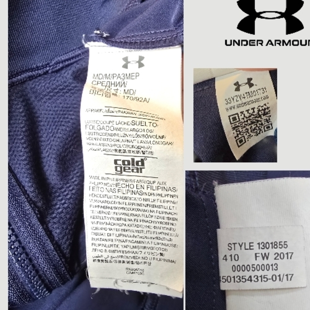 UNDER ARMOUR Men's Coldgear Softshell Loose Fit Jacket Navy Blue Full Zip Medium - Picture 3 of 5